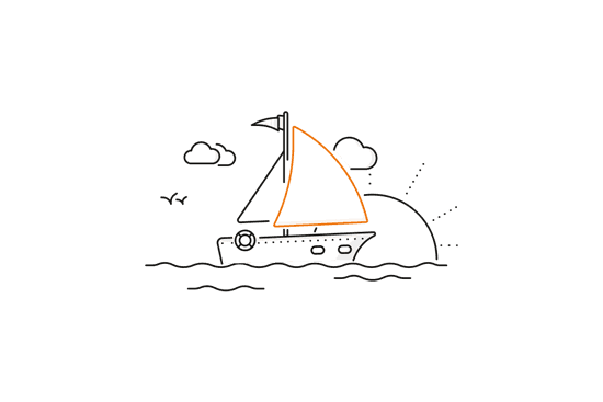 Illustration med båt