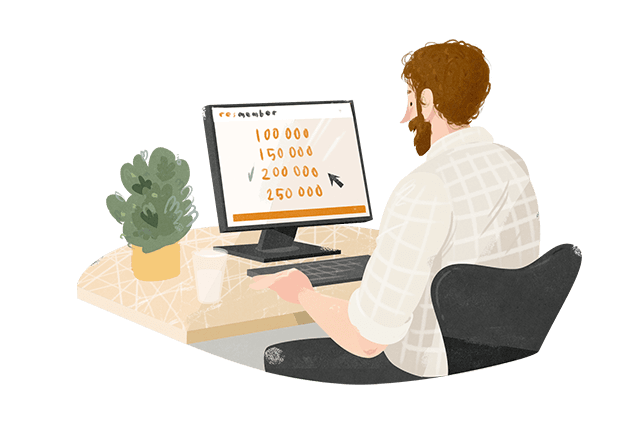 Man som ansöker om privatlån via datorn