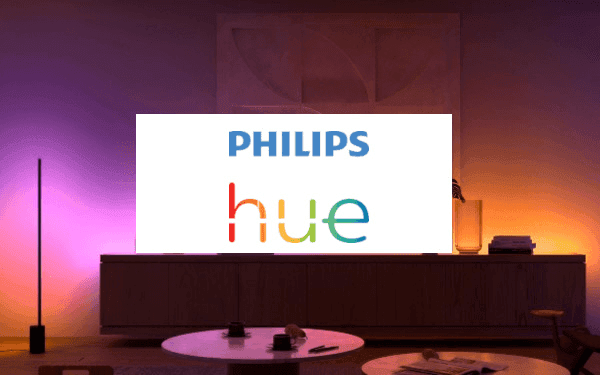 Bild på belysning och Philips Hue logotyp