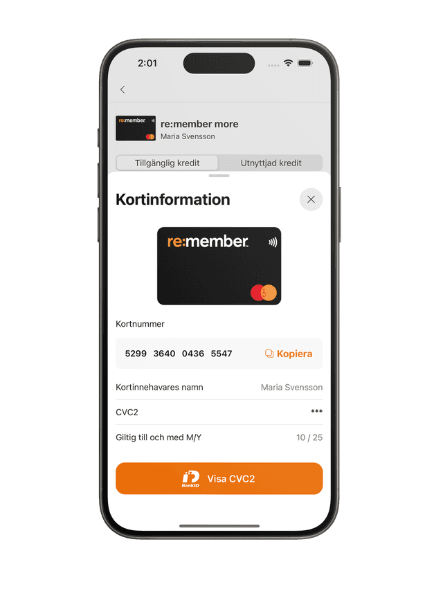 Digitalt kort i re:member-appen