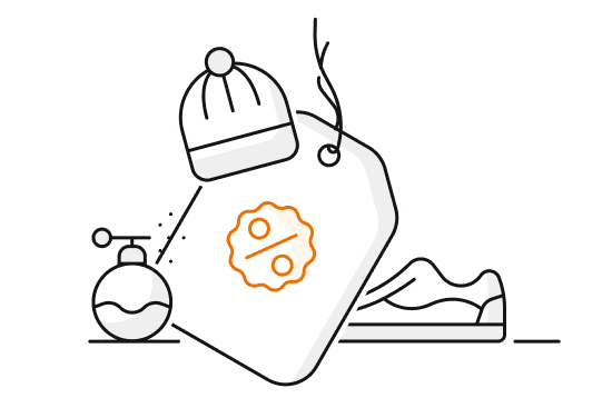 Illustrerade produkter med rabatt